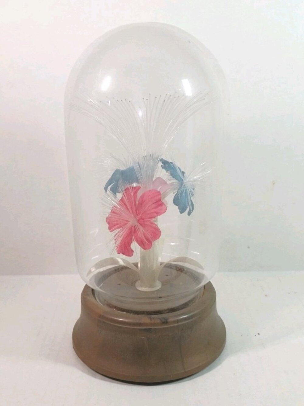 Vintage MCM Fiber Optic Light Musical Revolving Flowers